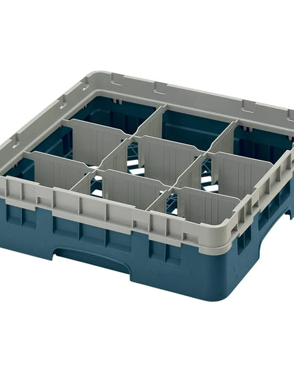 Giá Rửa Ly Camrack® Cambro 9S318414 9 Ngăn - (1) Thanh Nối Màu Xám, Xanh Ngọc