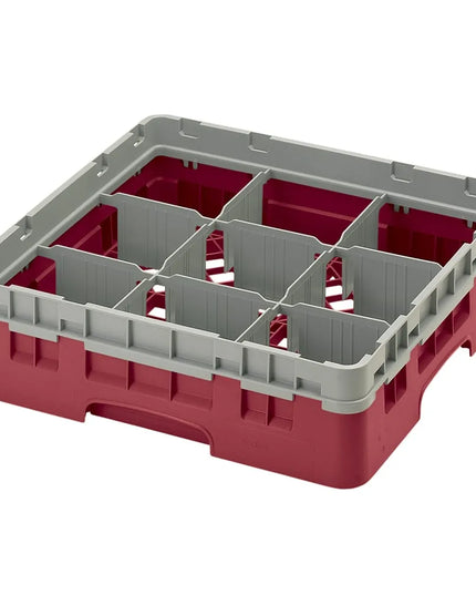Giá Rửa Ly Camrack® Cambro 9S318416 9 Ngăn - (1) Thanh Nối Màu Xám, Đỏ Cranberry