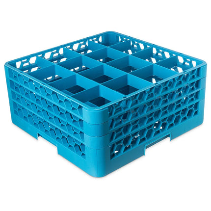 Giá Rửa Ly Carlisle OptiClean™ RG16-314 16 Ngăn - 3 Tầng Mở Rộng, Xanh Dương