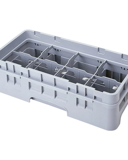 Giá Rửa Ly/Cốc Camrack Cambro 8HC414151 Nửa Khay, 8 Ngăn, Có Thanh Nối, Xám Nhạt