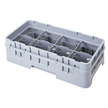 Giá Rửa Ly/Cốc Camrack Cambro 8HC414151 Nửa Khay, 8 Ngăn, Có Thanh Nối, Xám Nhạt