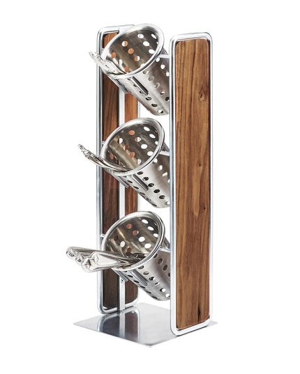 Giá Trưng Bày Ống Đựng Dao Muỗng Nĩa Cal-Mil 3715-49 3 Ngăn 49.5 cm Gỗ Óc Chó/Chrome