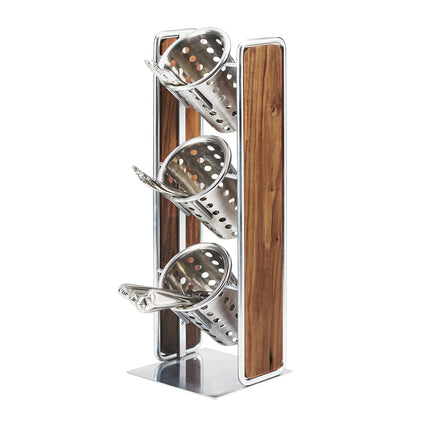 Giá Trưng Bày Ống Đựng Dao Muỗng Nĩa Cal-Mil 3715-49 3 Ngăn 49.5 cm Gỗ Óc Chó/Chrome