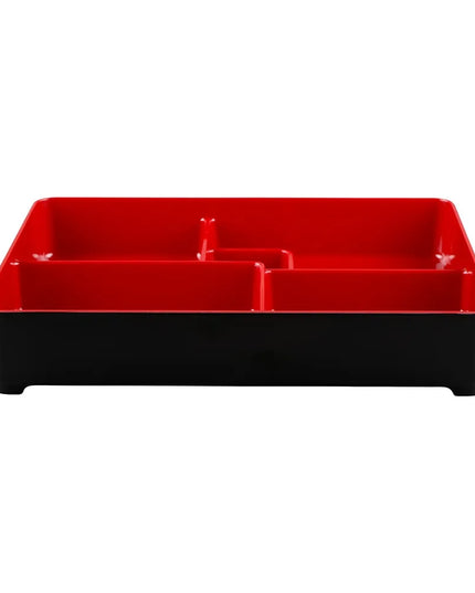 Hộp Cơm Bento Elite Global Solutions JW11852T-BR Karma 27.3 x 21.3 cm - Melamine, Đen/Đỏ