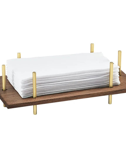 Hộp Đựng Khăn Ăn Cal-Mil 3718-46 Mid-Century Cho Khăn 10 x 20 cm, Đế Gỗ Khung Đồng