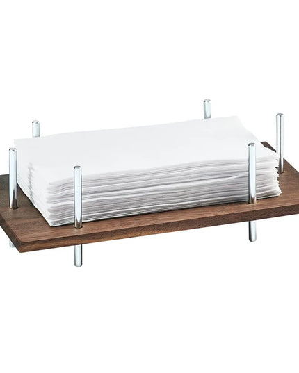 Hộp Đựng Khăn Ăn Cal-Mil 3718-49 Mid-Century Cho Khăn 10 x 20 cm, Đế Gỗ Khung Chrome
