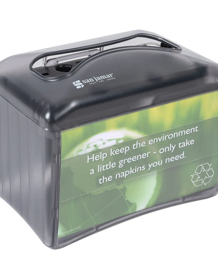 Hộp Đựng Khăn Ăn Mini/Gấp Đôi San Jamar H4004TBK 250 Tờ, Để Bàn, Có Khe Quảng Cáo, Black Pearl