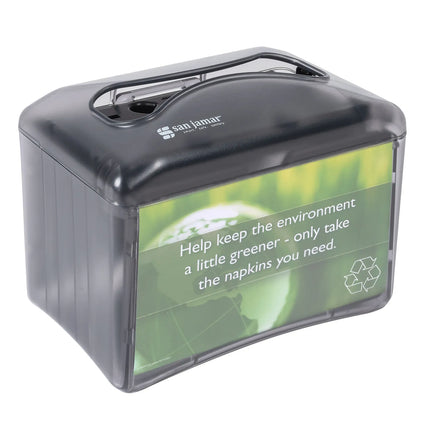 Hộp Đựng Khăn Ăn Mini/Gấp Đôi San Jamar H4004TBK 250 Tờ, Để Bàn, Có Khe Quảng Cáo, Black Pearl