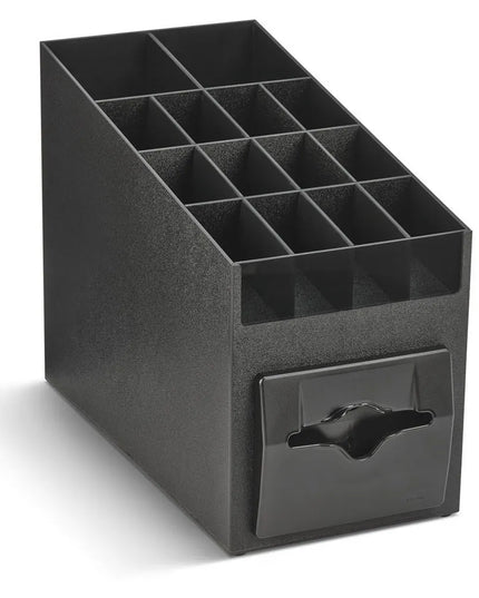 Hộp Đựng Khăn Giấy Vollrath CTNO-06 100 Tờ Có Ngăn Đựng Gia Vị - 22.9 x 38.6 cm, Nhựa, Đen