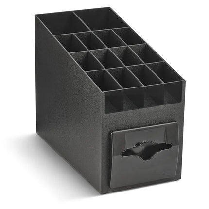 Hộp Đựng Khăn Giấy Vollrath CTNO-06 100 Tờ Có Ngăn Đựng Gia Vị - 22.9 x 38.6 cm, Nhựa, Đen
