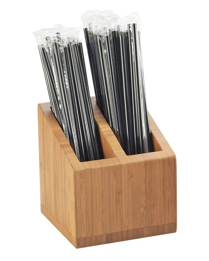 Hộp Đựng Ống Hút 2 Ngăn Cal-Mil 3308-60 12.7 x 12.7 x 14 cm, Tre