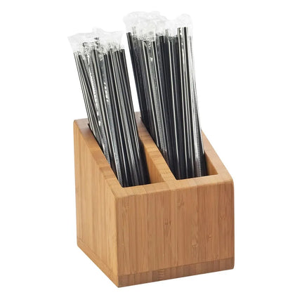 Hộp Đựng Ống Hút 2 Ngăn Cal-Mil 3308-60 12.7 x 12.7 x 14 cm, Tre