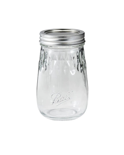 Hũ Mason Thủy Tinh Ball 1440061199 473 ml Flute Nắp Vòng - Miệng Rộng Vừa