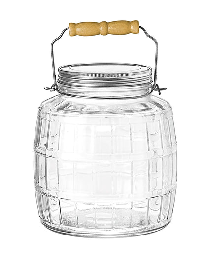 Hũ Thủy Tinh Anchor Hocking 85728AHG17 Square Barrel 3.8 lít Có Tay Cầm Nắp Nhôm Mờ