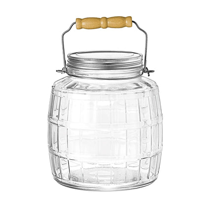 Hũ Thủy Tinh Anchor Hocking 85728AHG17 Square Barrel 3.8 lít Có Tay Cầm Nắp Nhôm Mờ