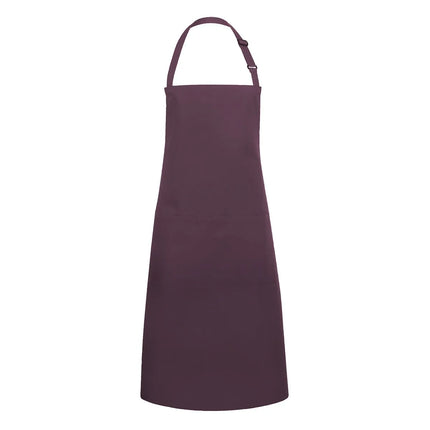 KARLOWSKY | Basic Chef Bib Apron with 2-Section Pocket – Aubergine - 75×90 cm - Poly-Cotton 65/35