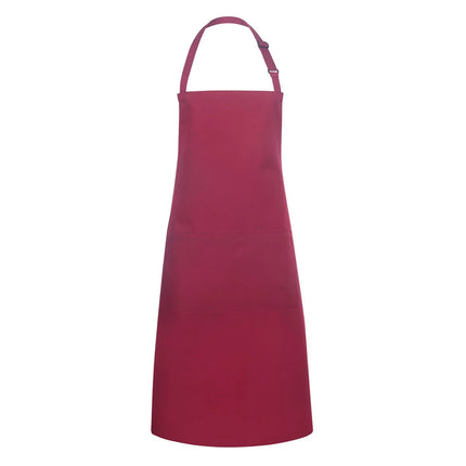 KARLOWSKY | Basic Chef Bib Apron with 2-Section Pocket – Burgundy - 75×90 cm - Poly-Cotton 65/35