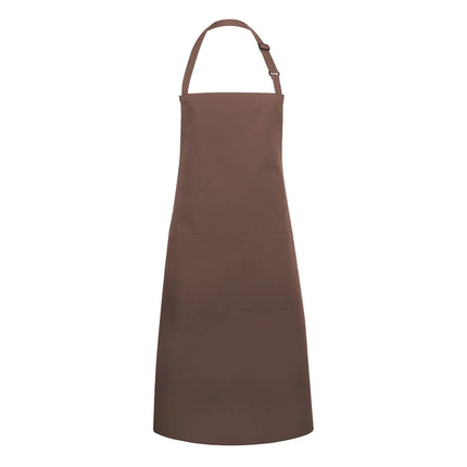 KARLOWSKY | Basic Chef Bib Apron with 2-Section Pocket – Light Brown - 75×90 cm - Poly-Cotton 65/35