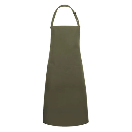 KARLOWSKY | Basic Chef Bib Apron with 2-Section Pocket – Moss Green - 75×90 cm - Poly-Cotton 65/35