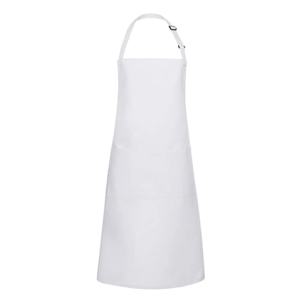 KARLOWSKY | Basic Chef Bib Apron with 2-Section Pocket – White - 75×90 cm - Poly-Cotton 65/35