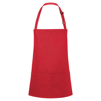 KARLOWSKY | Basic Short Bib Apron – Red - 75×60 cm - Adjustable neck strap