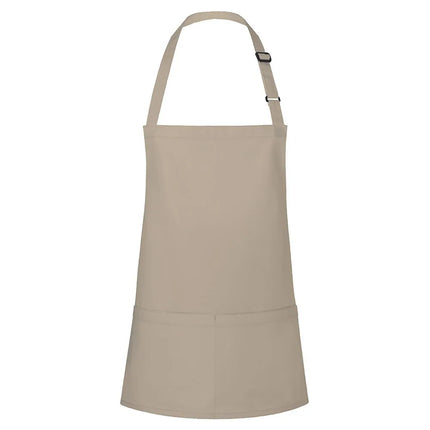 KARLOWSKY | Basic Short Bib Apron – Sand - 75×60 cm - Adjustable neck strap