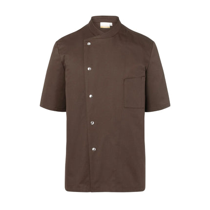 KARLOWSKY | Gustav Men's Chef Jacket – Short Sleeve - Light Brown - Size 48 - Press-Stud Closure