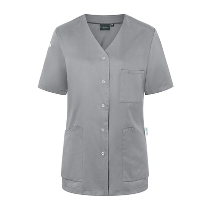 KARLOWSKY | Ladies' Tunic Essential – Platinum Grey - Size 40 - Short Sleeve - V-Neck - 95°C Washable