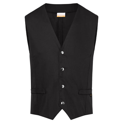 KARLOWSKY | Men's Waistcoat Kai – Black - Size 58 - Tailored Fit - 4 Press Studs - 95°C Washable