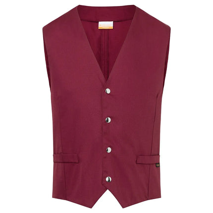 KARLOWSKY | Men's Waistcoat Kai – Bordeaux - Size 56 - Tailored Fit - 4 Press Studs - 95°C Washable