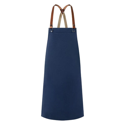 KARLOWSKY | Recycled Bib Apron Green Generation Cross-Back Leather Straps – Steel Blue - 70x85 cm