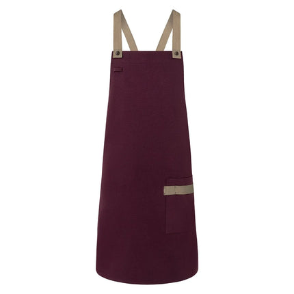 KARLOWSKY | Urban Twill Cross Back Bib Apron – Aubergine - 700×850 mm