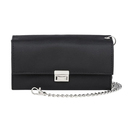 KARLOWSKY | Waiter Wallet – Leather - Black - 18.2 × 12.5 cm - 6 Note Pockets - Integrated Chain & Carabiner