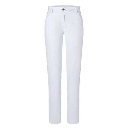 KARLOWSKY | Women's Chef Trousers Tina – White - Size 50 - Stretch - Zip Fly & Belt Loops