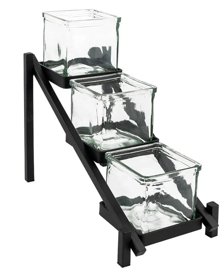 Kệ Hũ Gia Vị Cà Phê/Trà Cal-Mil 1149-13 Hình Chữ Nhật 3 Ngăn - Trong/Đen
