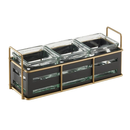 Kệ Hũ Gia Vị Cà Phê/Trà Cal-Mil 22091-90 Hình Chữ Nhật 3 Ngăn - Trong/Đen