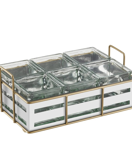 Kệ Hũ Gia Vị Cà Phê/Trà Cal-Mil 22092-15 Hình Chữ Nhật 6 Ngăn - Trong Suốt/Trắng