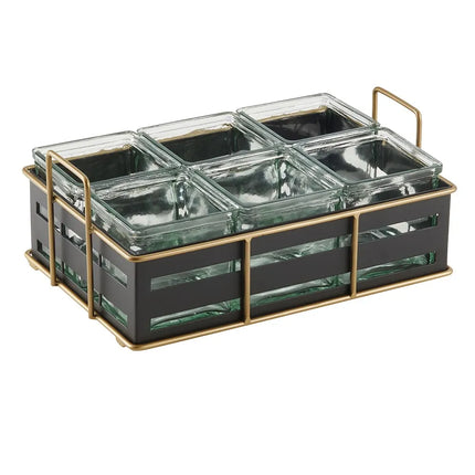Kệ Hũ Gia Vị Cà Phê/Trà Cal-Mil 22092-90 Hình Chữ Nhật 6 Ngăn - Trong/Đen