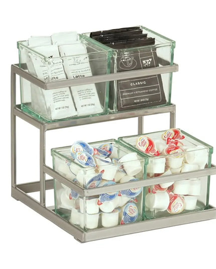 Kệ Hũ Gia Vị Cà Phê/Trà Cal-Mil 3604-39 Hình Chữ Nhật 4 Ngăn - Trong Suốt/Bạc