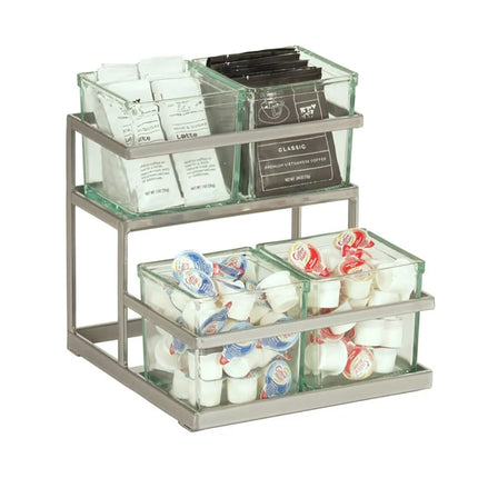 Kệ Hũ Gia Vị Cà Phê/Trà Cal-Mil 3604-39 Hình Chữ Nhật 4 Ngăn - Trong Suốt/Bạc