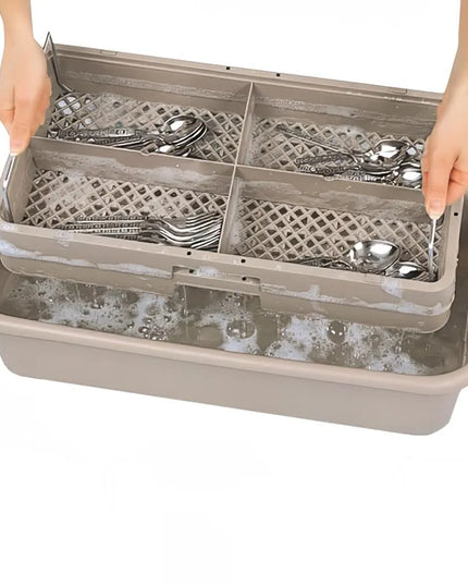 Kệ Rửa Dao Muỗng Nĩa Vollrath 1303 - Có Tay Cầm, 4 Ngăn, Be