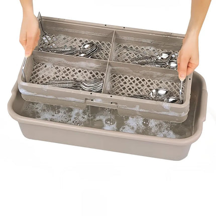 Kệ Rửa Dao Muỗng Nĩa Vollrath 1303 - Có Tay Cầm, 4 Ngăn, Be
