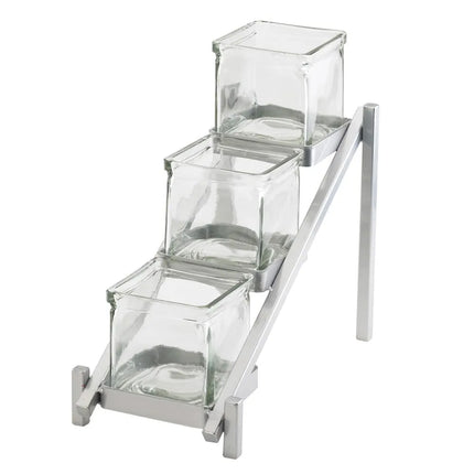 Kệ Trưng Bày Hũ Cà Phê/Trà 3 Ngăn Chữ Nhật Cal-Mil 1149-74 - Trong Suốt/Bạc