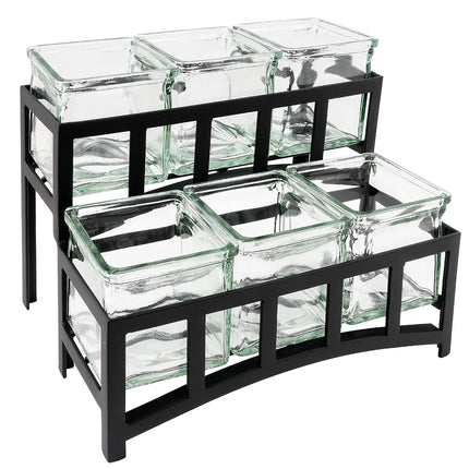 Kệ Trưng Bày Hũ Cà Phê/Trà 6 Ngăn Chữ Nhật Cal-Mil 172313 - Trong Suốt/Đen