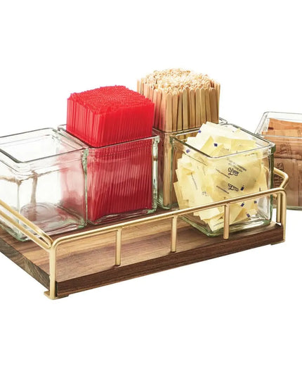 Kệ Trưng Bày Hũ Cà Phê/Trà 6 Ngăn Chữ Nhật Cal-Mil 3713-46 - Trong Suốt/Nâu