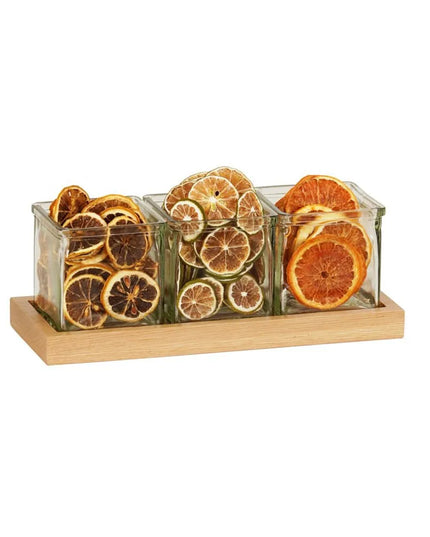 Kệ Trưng Bày Hũ Gia Vị Cà Phê/Trà Cal-Mil 23183-21 3 Ngăn Chữ Nhật - Trong Suốt/Gỗ Sồi