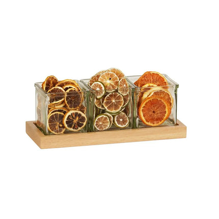 Kệ Trưng Bày Hũ Gia Vị Cà Phê/Trà Cal-Mil 23183-21 3 Ngăn Chữ Nhật - Trong Suốt/Gỗ Sồi