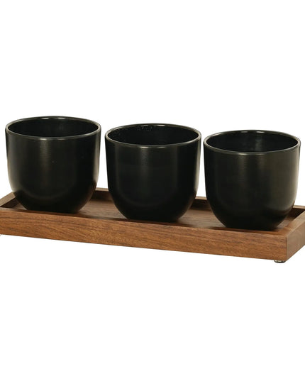 Kệ Trưng Bày Hũ Gia Vị Cà Phê/Trà Cal-Mil 23205-78 3 Ngăn Chữ Nhật - Đen/Gỗ Óc Chó
