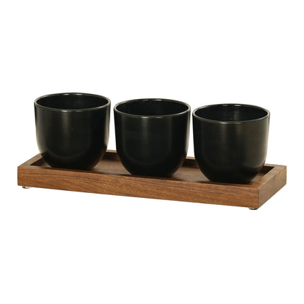 Kệ Trưng Bày Hũ Gia Vị Cà Phê/Trà Cal-Mil 23205-78 3 Ngăn Chữ Nhật - Đen/Gỗ Óc Chó