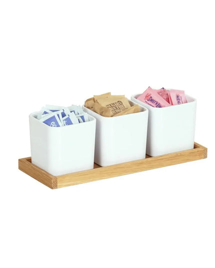 Kệ Trưng Bày Hũ Gia Vị Cà Phê/Trà Cal-Mil 23206-21 3 Ngăn Chữ Nhật - Trắng/Gỗ Sồi